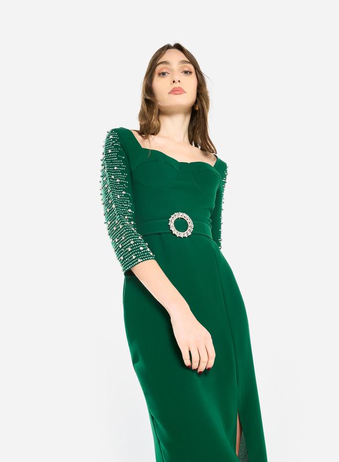 House of Moda Women Embellished Sleeve Midi Dress - Image 5